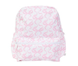 Apple of My Isla White & Pink Bow Backpack- Large
