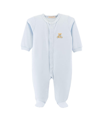 Baby Club Chic Pale Blue Embroidered Teddy Bear Footie