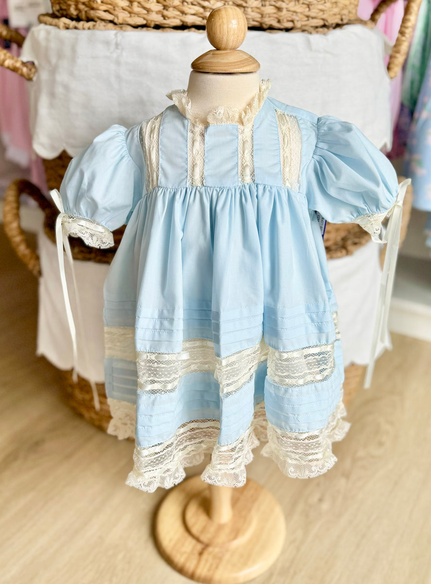 Phoenix & Ren Light Blue Heirloom Brooke Dress Pink Sheep Boutique