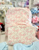 Apple of My Isla White & Pink Bow Backpack- Large