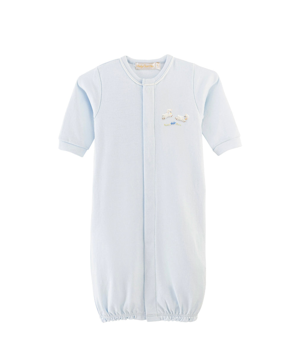 Baby Club Chic Converter Gown with Piping, Sleep Tight Bear Blue