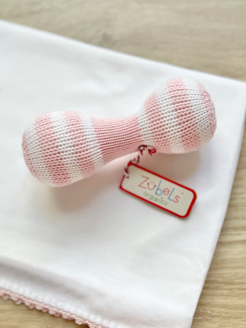 Zubels Dumbbell Knit Rattle in Pink