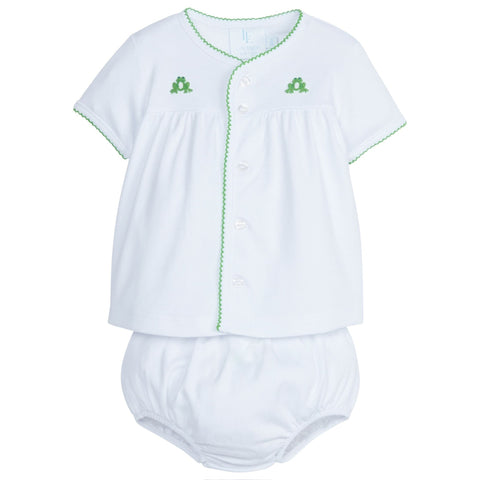 Little English Frog Pinpoint Knit Layette Set