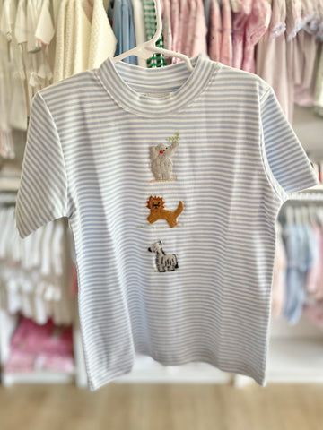 Squiggles by Charlie Blue Stripe Safari Animal Trio T Shirt Size 6T