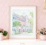 Simply Jessica Marie Rainbow Row Watercolor Art Print 8x10