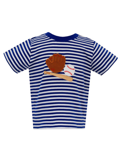 Claire & Charlie Royal Stripe Knit Baseball T Shirt