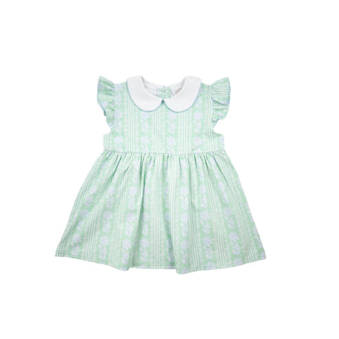 Cypress Row Green Floral Stripe Dress