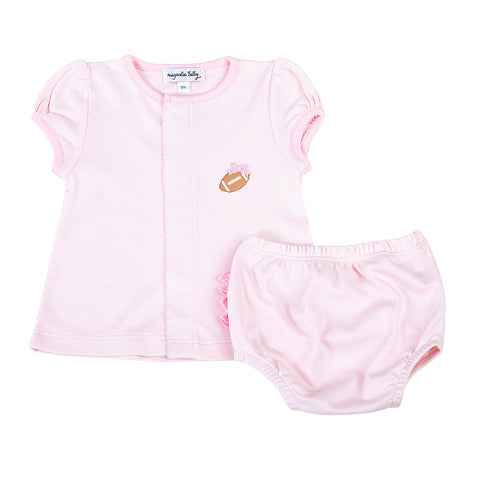 Magnolia Baby Pink Darling Football Diaper Set