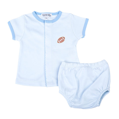 Magnolia Baby Blue Darling Football Diaper Set