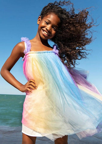 Lola & The Boys Sherbet Rainbow Tulle Dress