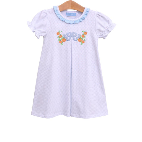 Trotter Street Kids Blue Dot Bow Pumpkin Dress