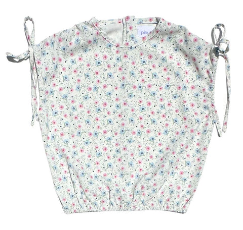 Pleat Pink/Blue Floral Emma Tie Top