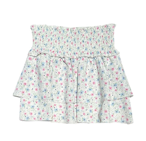 Pleat Pink/Blue Floral Scottie Skirt