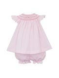 Petit Bebe Pink Poplin Bishop Bloomer Set