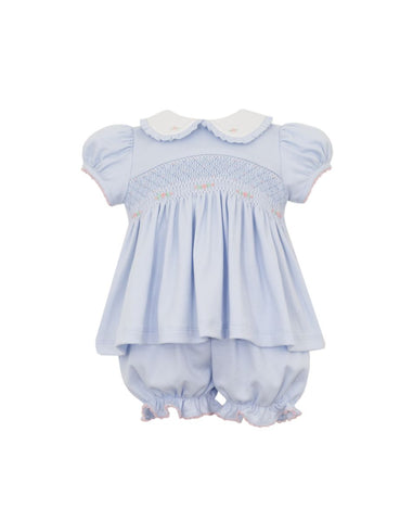 Petit Bebe Knit Light Blue Bloomer Set