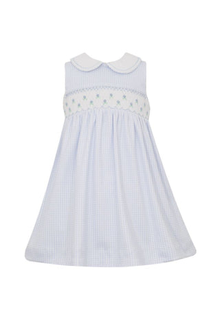 Petit Bebe Knit Light Blue Gingham Sleeveless Dress