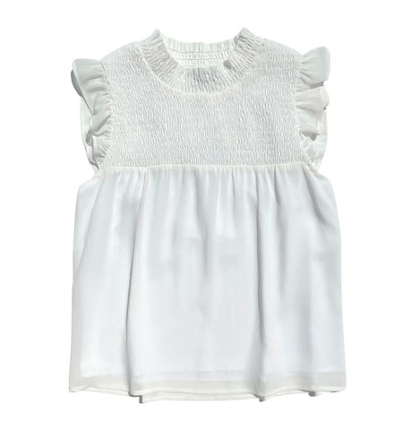 Pleat White Annie Top