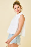 Ivory Swiss Dot Collared Top