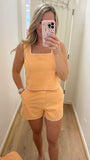 Whipstitch Denim Cantaloup Short Set