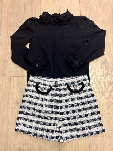 Lulu Bebe Black Ruffle Neck Top
