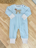 Squiggles by Charlie Blue/Red Dot Lab Long Romper