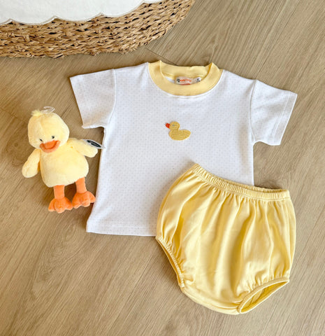 Luigi Kids Yellow Dot Crochet Duck Diaper Set