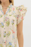 Cream Botanical Flutter Top