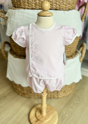 Baby Sen Pink Check Baylor Diaper Set