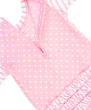 Ruffle Butts Pink Dot Rash Guard One Piece