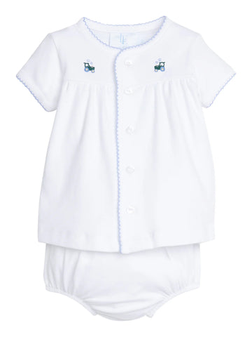 Little English Tractor Pinpoint Layette Set