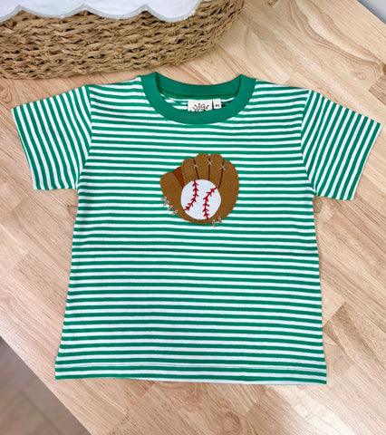 Luigi Kids Green Stripe Baseball Glove Tee