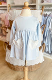 Squiggles by Charlie Pale Blue Dot Heart Pocket Dress
