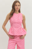 Pink Dot Peplum Top
