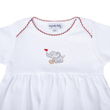 Magnolia Baby Elephant Football Embroidered Gathered Gown