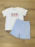 Petit Bebe Pima Knit American Flag Bloomer/Short Set