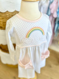 Squiggles by Charlie Blue Dot Rainbow Dress