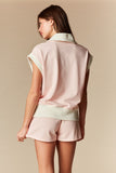 Pink Stripe Quarter Zip Short Set