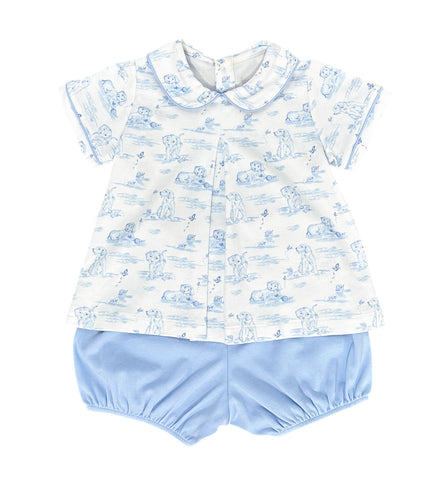 James & Lottie Blue Puppy Rory Diaper Set *Pre Sale*
