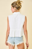 Ivory Swiss Dot Collared Top