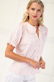 Round Collar Light Pink Top