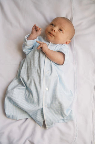 Lullaby Set Blue Mini Gingham Pima Daygown