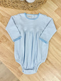 Squiggles by Charlie Blue Mini Stripe Long Sleeve Bubble