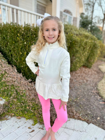 Be Elizabeth Cream Peplum 1/4 Zip Jacket