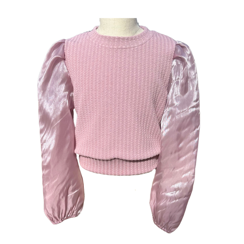 Pleat Collection Pink Shimmer Peyton Sweater Top
