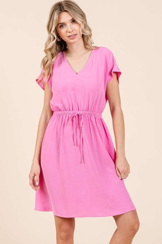 Bubblegum Drawstring Waist Dress