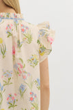 Cream Botanical Flutter Top