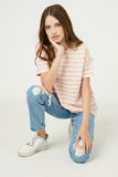 Hayden Girl Pink Lace Stripe Top
