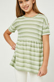 Hayden Girl Olive Triple Stripe Peplum Top