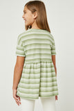 Hayden Girl Olive Triple Stripe Peplum Top