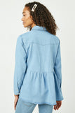 Chambray Button Down Peplum Top